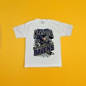 VTG 2001 Ravens Super Bowl XXXV Champions Tee Ray Lewis NFL Shirt L USA